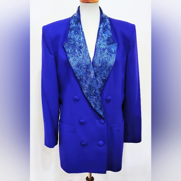 VINTAGE NOLAN MILLER STUNNING ROYAL PURPLE BEADED JACKET - Picture 1 of 12